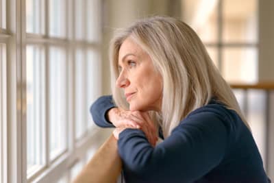 Woman contemplating spousal support